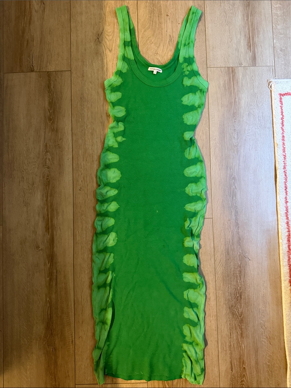 Cotton Citizen Green Tie-Dye Ribbed Maxi Tank Dress